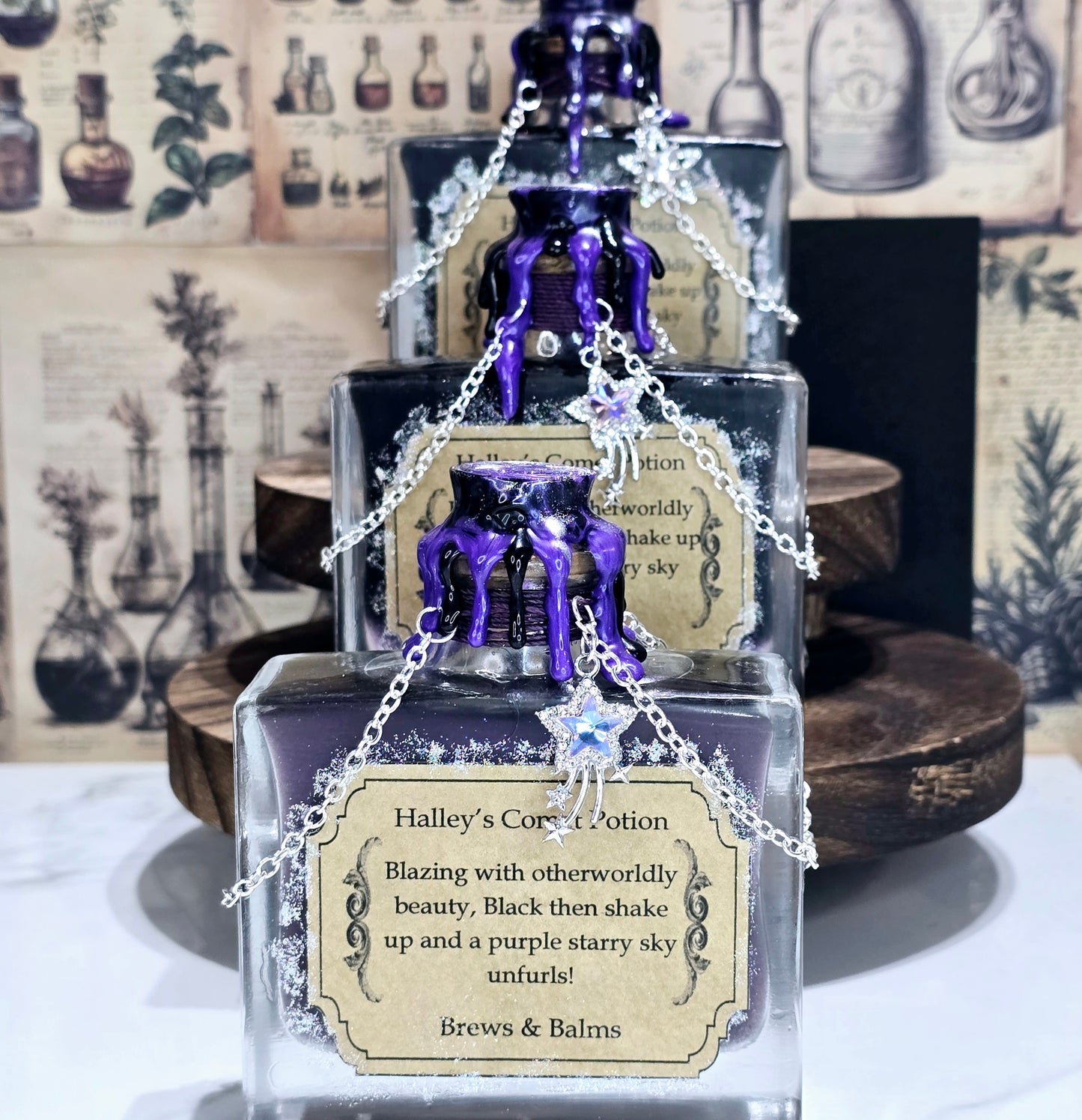 Halley's Comet Rectangular Shape, A Color Changing Potion Bottle Prop