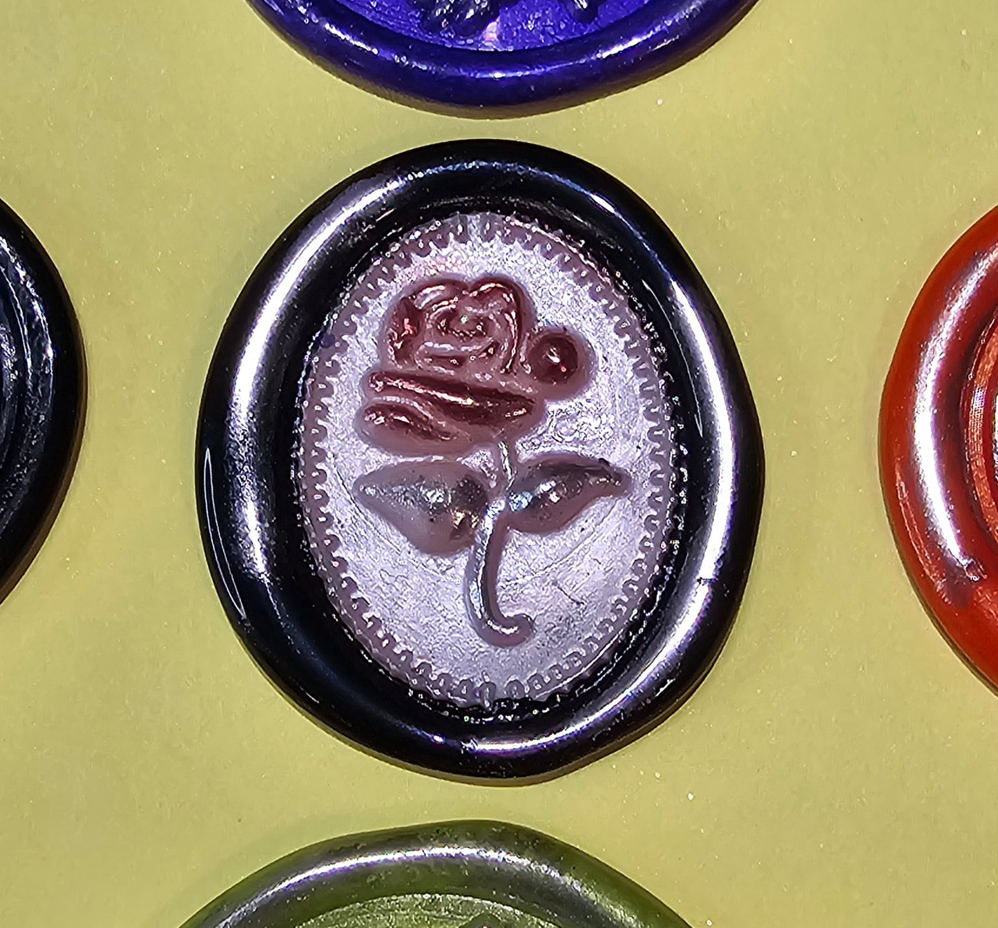 Halloween Wax Seals Mixed, Pumpkin, Black Cat, Haunted Mansion, Goth Rose Set of Five Wax Seals, for cards, invitations, letters and gifts!