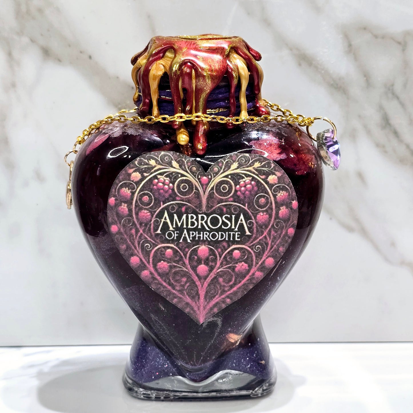 Ambrosia of Aphrodite Heart Large A Color Changing Potion Bottle Prop