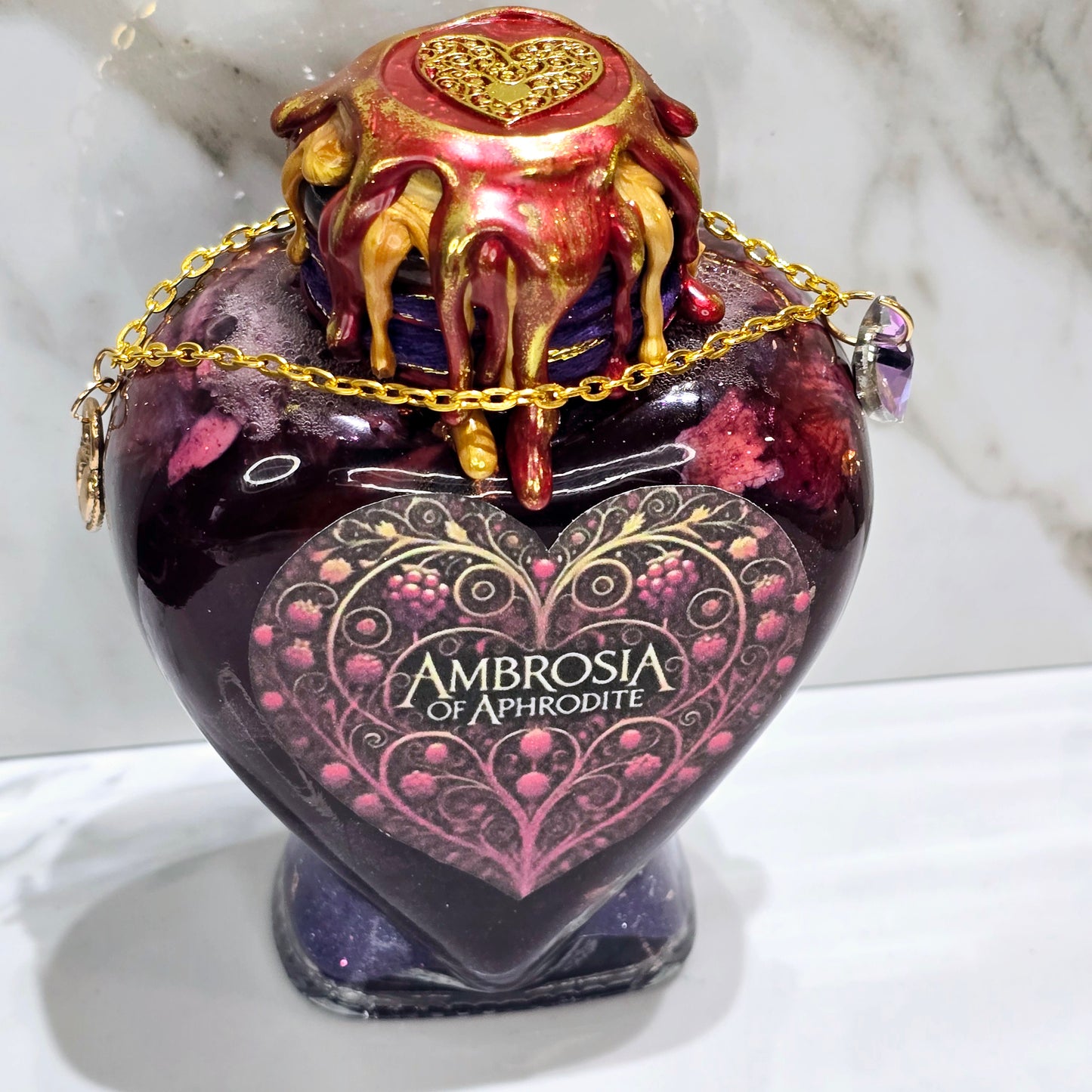 Ambrosia of Aphrodite Heart Large A Color Changing Potion Bottle Prop