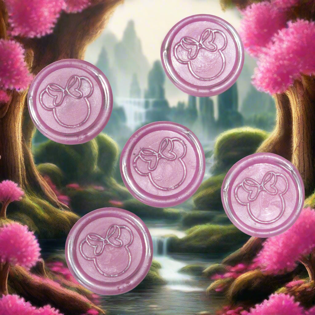 Minnie Mouse wax seals pink and silver set of five, for cards, invitations, letters and gifts!