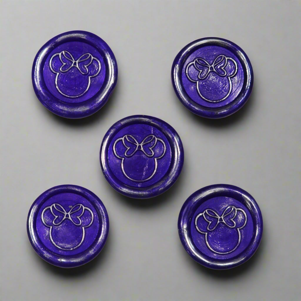 Mouse Wax Seals Purple and Silver Set of five, for cards, invitations, letters and gifts