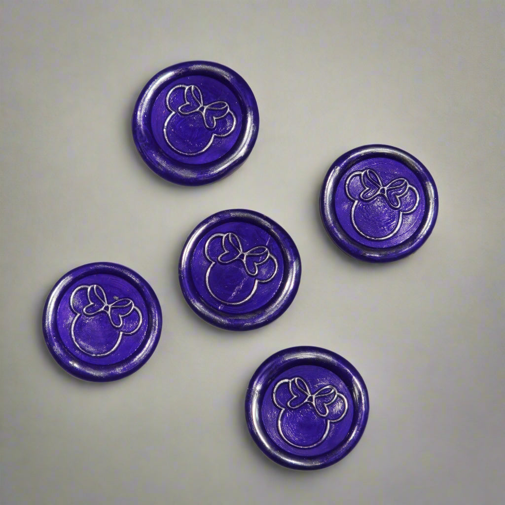 Mouse Wax Seals Purple and Silver Set of five, for cards, invitations, letters and gifts