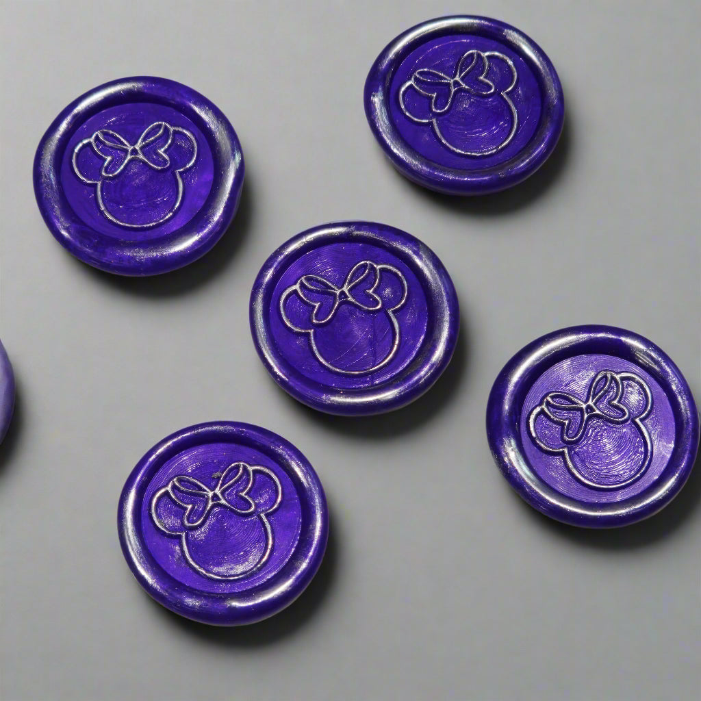Mouse Wax Seals Purple and Silver Set of five, for cards, invitations, letters and gifts