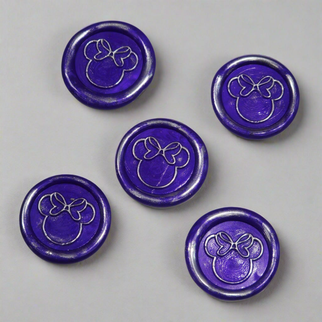 Mouse Wax Seals Purple and Silver Set of five, for cards, invitations, letters and gifts