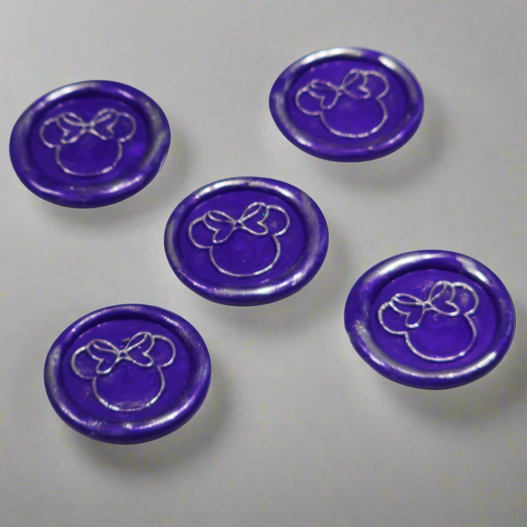 Mouse Wax Seals Purple and Silver Set of five, for cards, invitations, letters and gifts