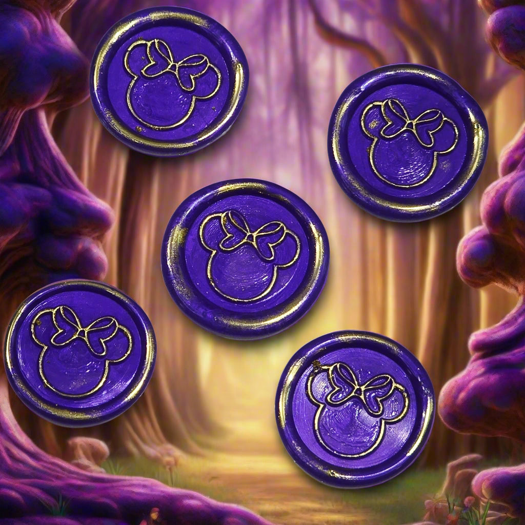 Mouse Wax Seals Purple And Gold Set of five, for cards, invitations, letters and gifts