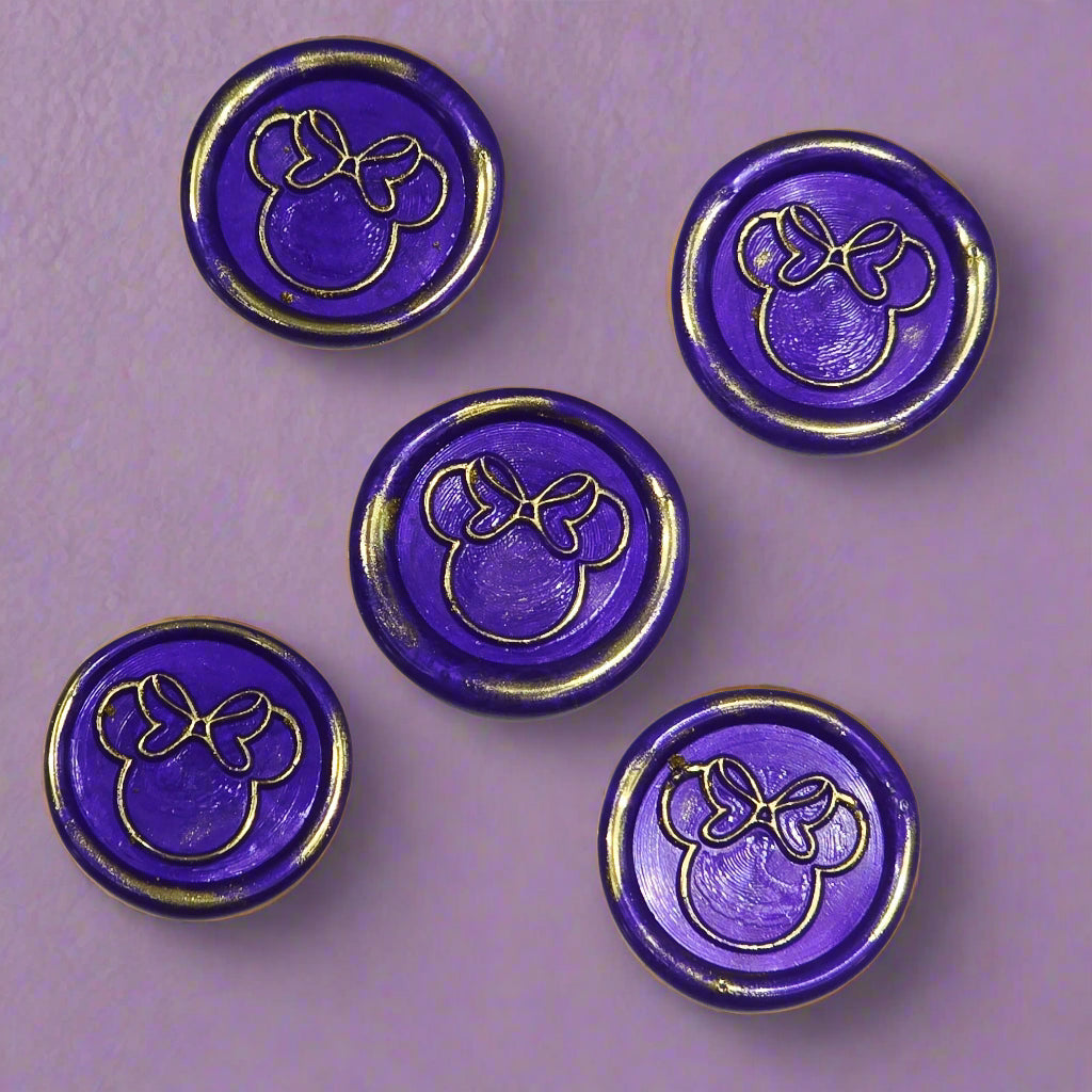 Mouse Wax Seals Purple And Gold Set of five, for cards, invitations, letters and gifts