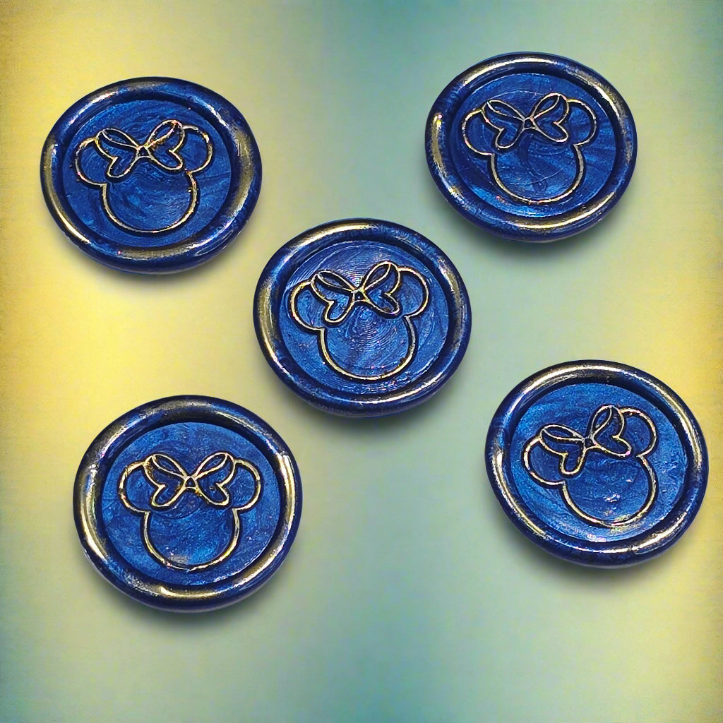 Mouse Wax Seals Blue and Gold Set of 5, for cards, invitations, letters and gifts