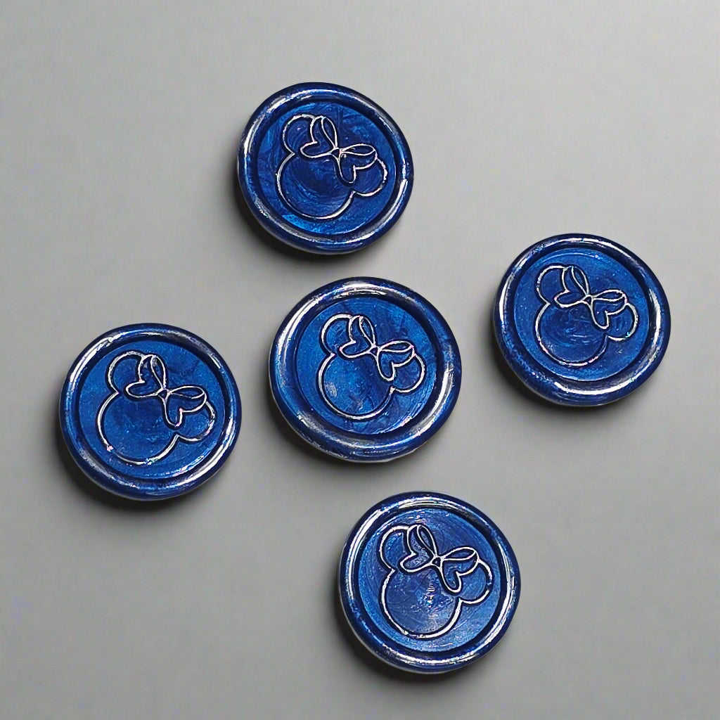Mouse Wax Seals Blue and Silver Set of five, for cards, invitations, letters and gifts