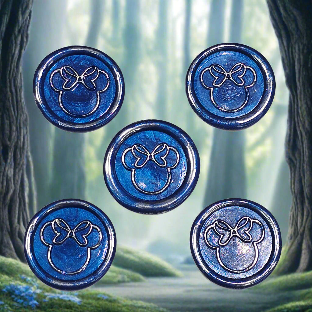 Mouse Wax Seals Blue and Silver Set of five, for cards, invitations, letters and gifts