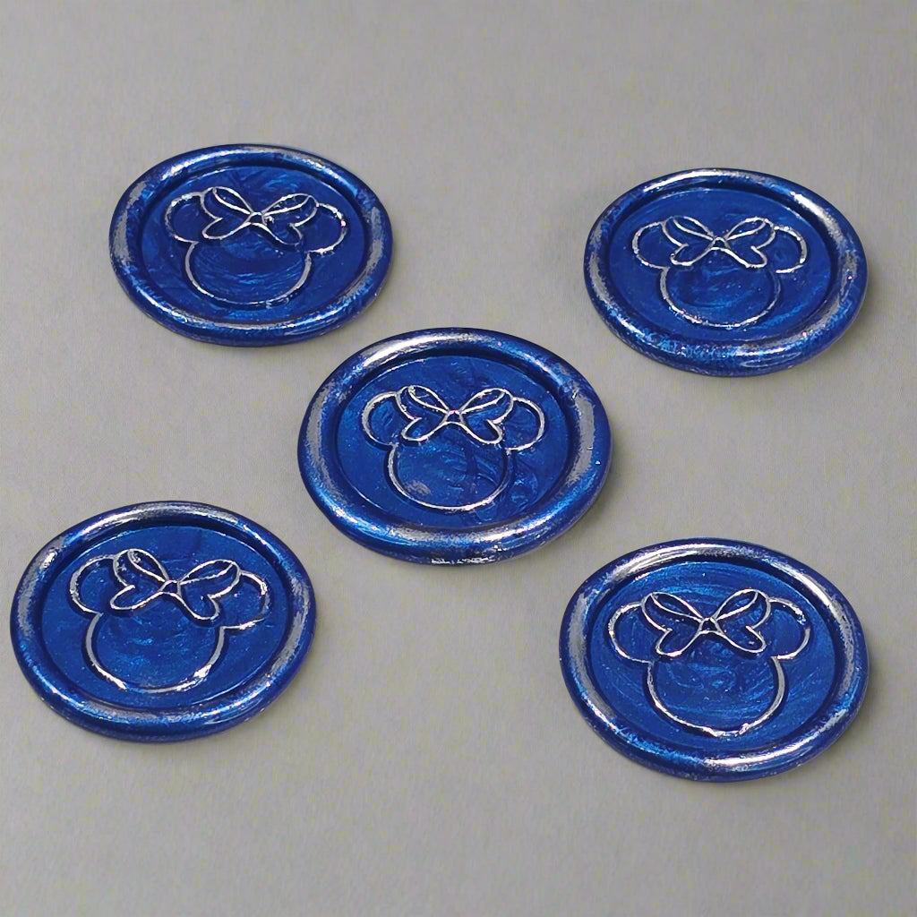 Mouse Wax Seals Blue and Silver Set of five, for cards, invitations, letters and gifts