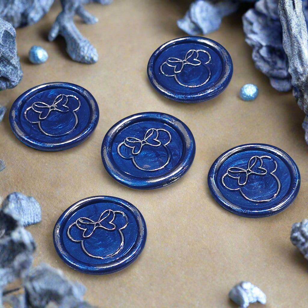 Mouse Wax Seals Blue and Silver Set of five, for cards, invitations, letters and gifts