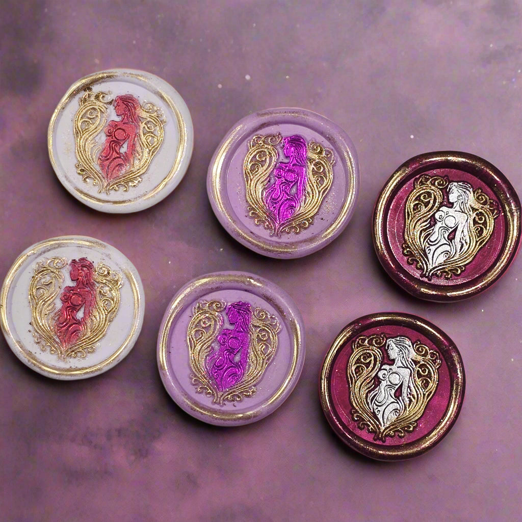 Aphrodite Wax Seals, Mulberry, Lilac and Pearl Set of SIX, for cards, invitations, letters and gifts