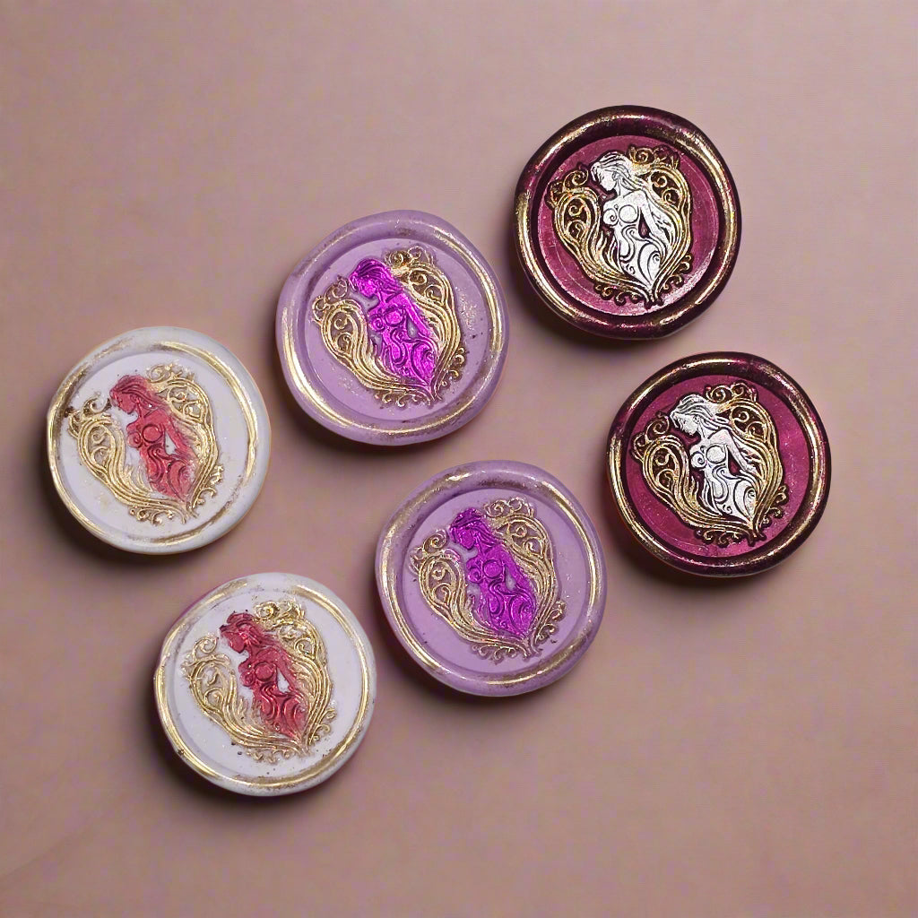 Aphrodite Wax Seals, Mulberry, Lilac and Pearl Set of SIX, for cards, invitations, letters and gifts