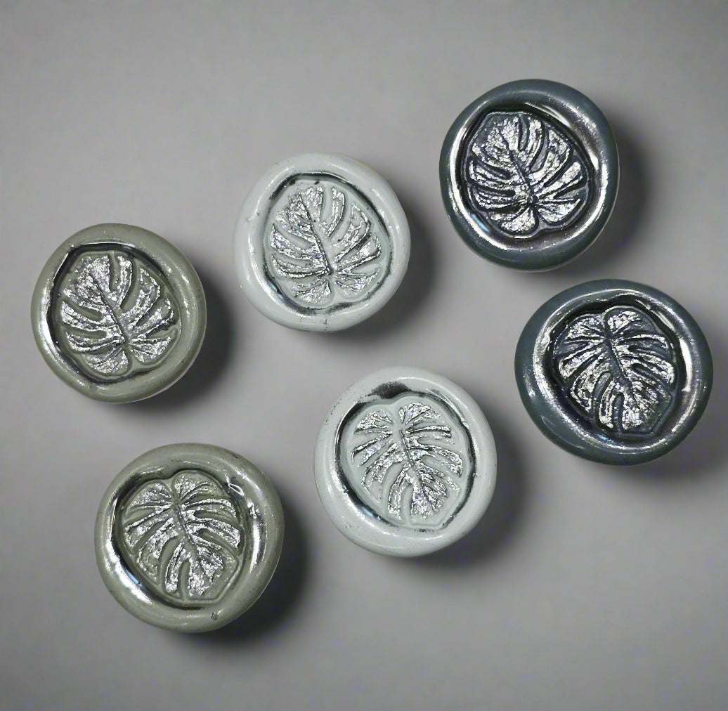 Palm Leaf Fern Wax Seal In Shades of Green, Set of SIX for cards, invitations, letters and gifts