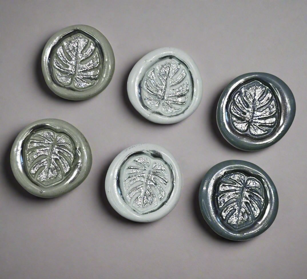 Palm Leaf Fern Wax Seal In Shades of Green, Set of SIX for cards, invitations, letters and gifts