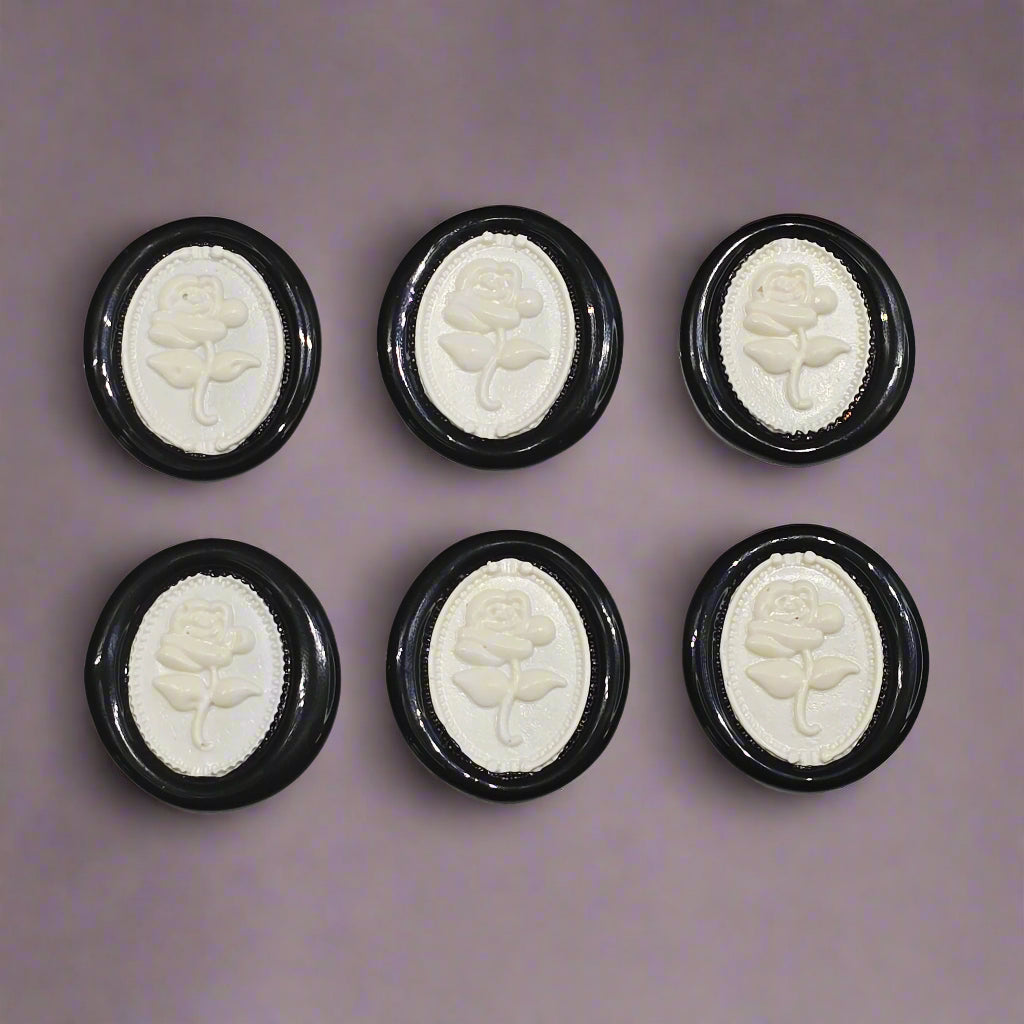 Gothic Rose White & Black Two Color Wax Seals Set of SIX, with Adhesive Wax Seals for Cards, Invitations and Gifts