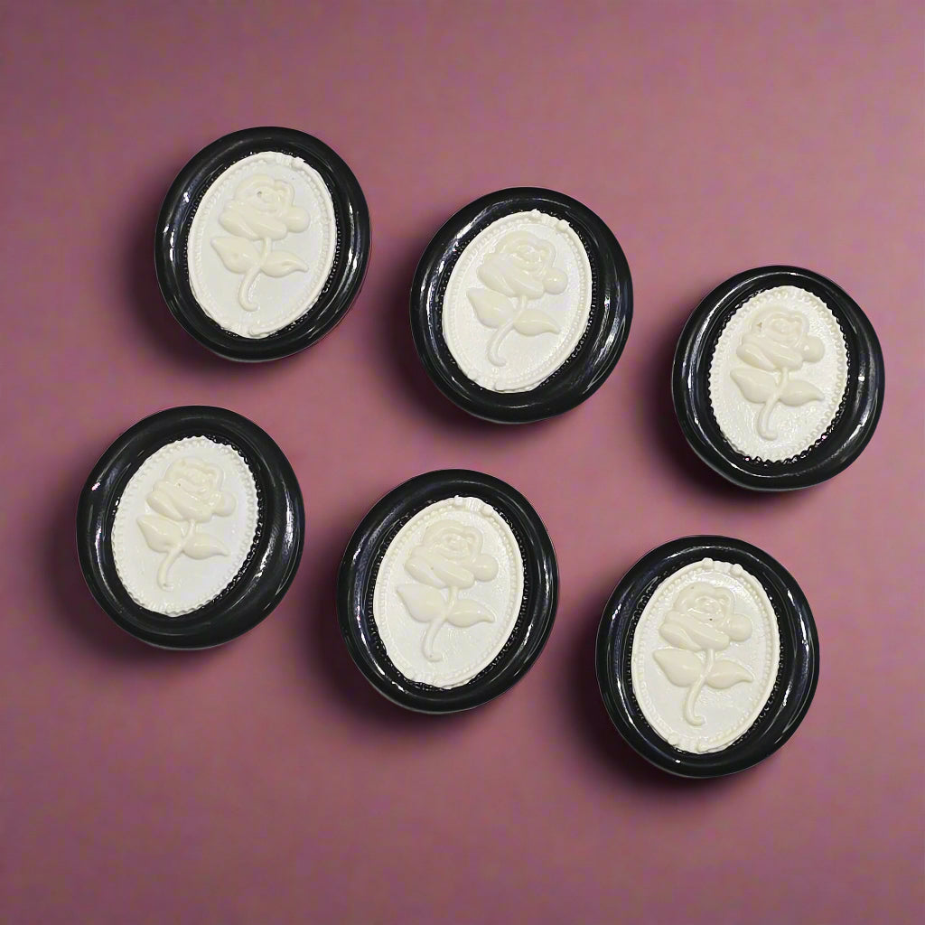 Gothic Rose White & Black Two Color Wax Seals Set of SIX, with Adhesive Wax Seals for Cards, Invitations and Gifts