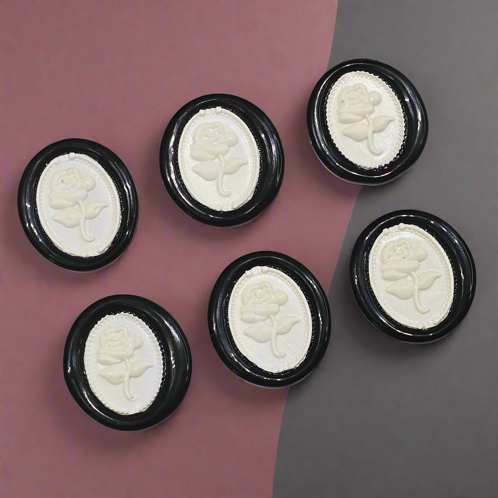 Gothic Rose White & Black Two Color Wax Seals Set of SIX, with Adhesive Wax Seals for Cards, Invitations and Gifts