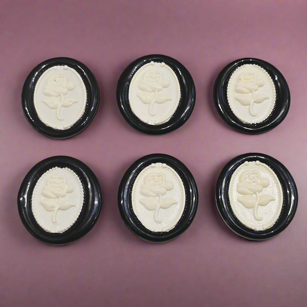 Gothic Rose White & Black Two Color Wax Seals Set of SIX, with Adhesive Wax Seals for Cards, Invitations and Gifts