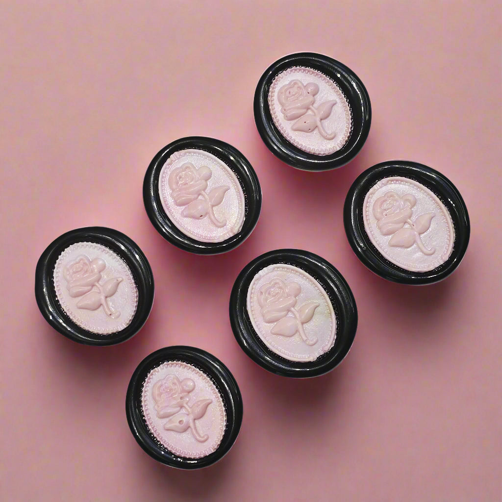 Gothic Rose Pastel Pink & Black Two Color Wax Seals Set of SIX, with Adhesive Wax Seals for Cards, Invitations and Gifts