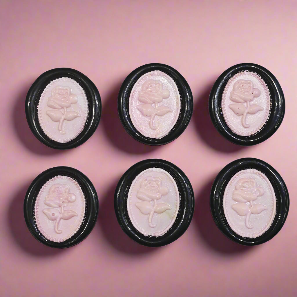 Gothic Rose Pastel Pink & Black Two Color Wax Seals Set of SIX, with Adhesive Wax Seals for Cards, Invitations and Gifts