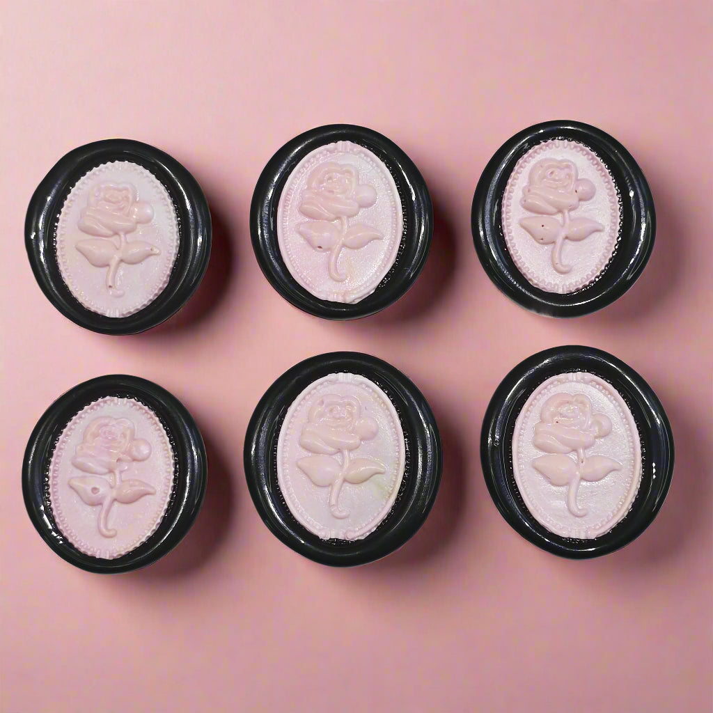 Gothic Rose Pastel Pink & Black Two Color Wax Seals Set of SIX, with Adhesive Wax Seals for Cards, Invitations and Gifts