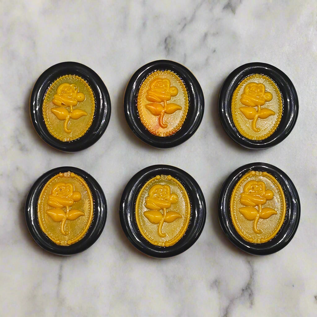Gothic Rose Orange & Black Two Color Wax Seals Set of SIX, with Adhesive Wax Seals for Cards, Invitations and Gifts