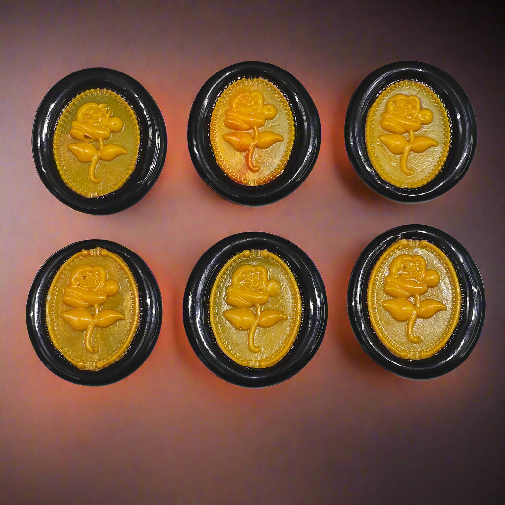 Gothic Rose Orange & Black Two Color Wax Seals Set of SIX, with Adhesive Wax Seals for Cards, Invitations and Gifts