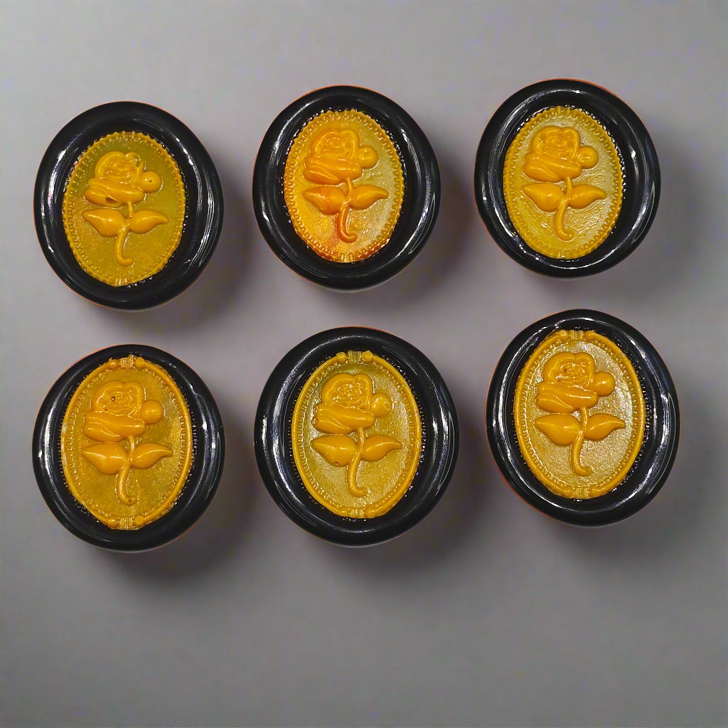 Gothic Rose Orange & Black Two Color Wax Seals Set of SIX, with Adhesive Wax Seals for Cards, Invitations and Gifts