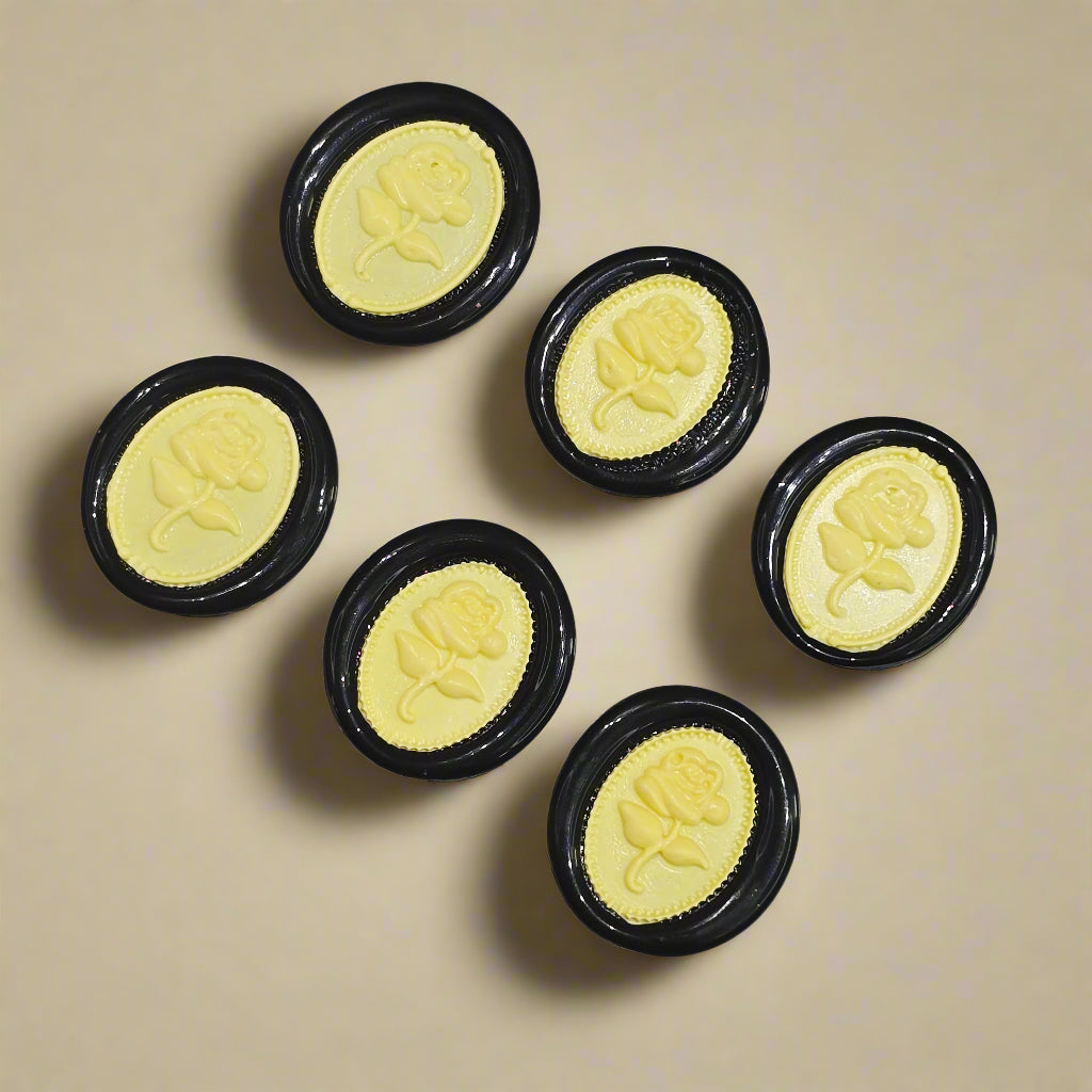 Gothic Rose Black & Yellow Two Color Wax Seals Set of SIX, with Adhesive Wax Seals for Cards, Invitations and Gifts