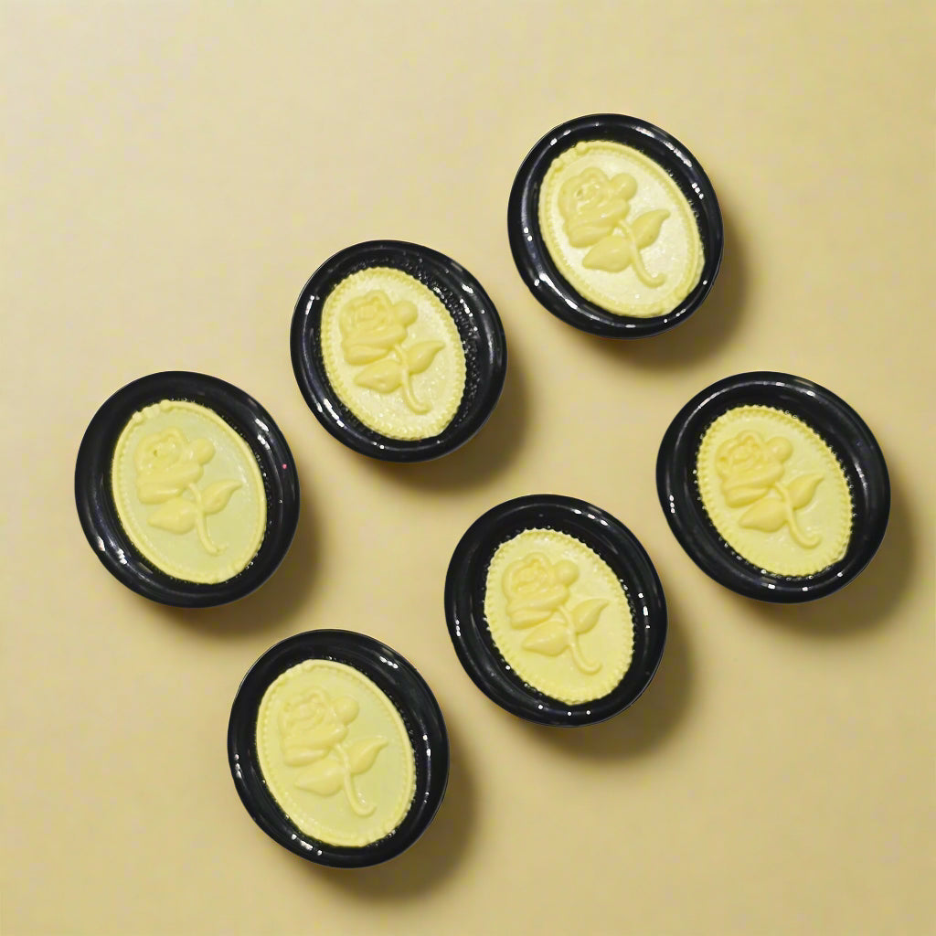 Gothic Rose Black & Yellow Two Color Wax Seals Set of SIX, with Adhesive Wax Seals for Cards, Invitations and Gifts