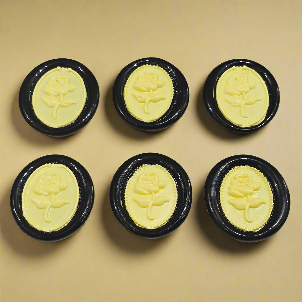 Gothic Rose Black & Yellow Two Color Wax Seals Set of SIX, with Adhesive Wax Seals for Cards, Invitations and Gifts