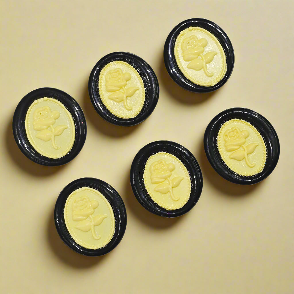 Gothic Rose Black & Yellow Two Color Wax Seals Set of SIX, with Adhesive Wax Seals for Cards, Invitations and Gifts