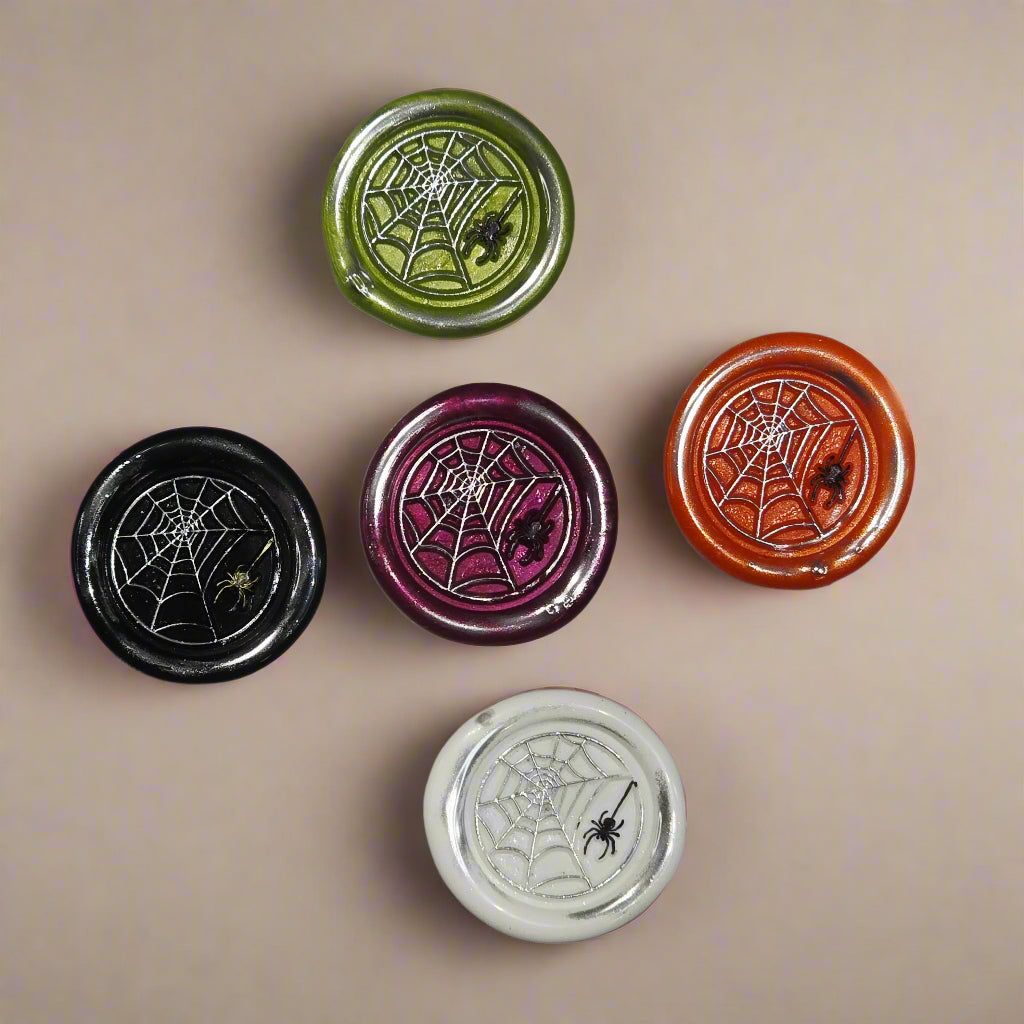 Halloween Spider's Web Wax Seals Multi Color Set of Five, for cards, invitations, letters and gifts