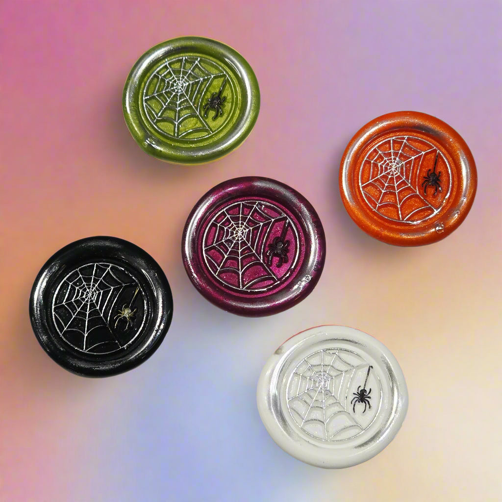 Halloween Spider's Web Wax Seals Multi Color Set of Five, for cards, invitations, letters and gifts