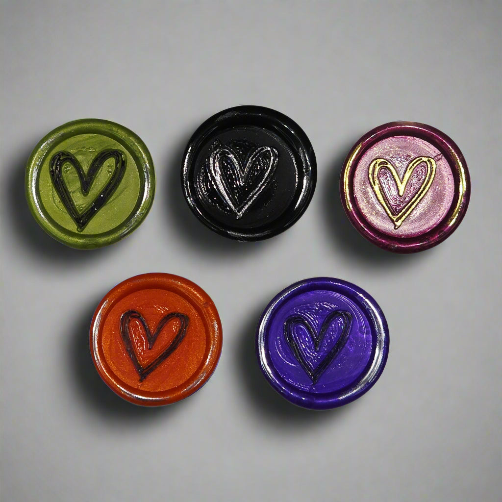 Hearts of Halloween Wax Seals Multicolor Set of Five, for cards, invitations, letters and gifts