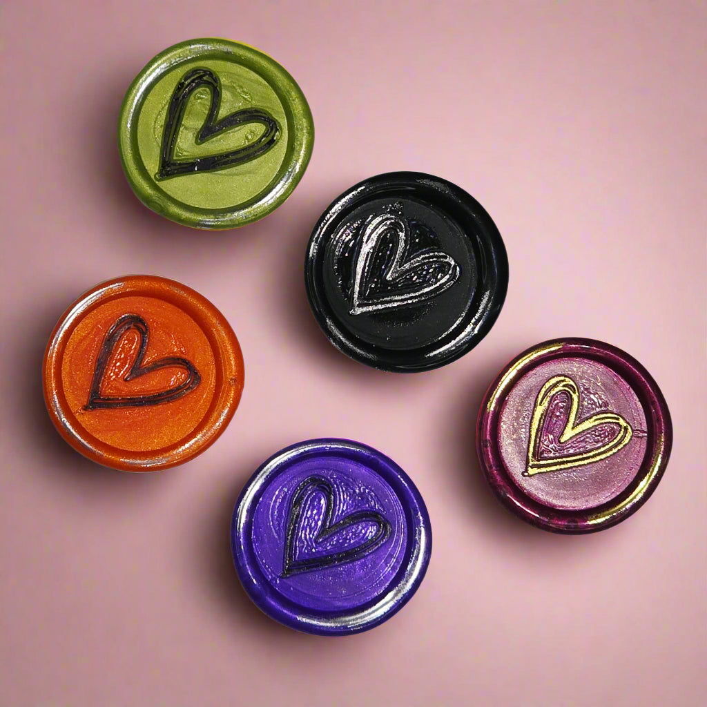 Hearts of Halloween Wax Seals Multicolor Set of Five, for cards, invitations, letters and gifts