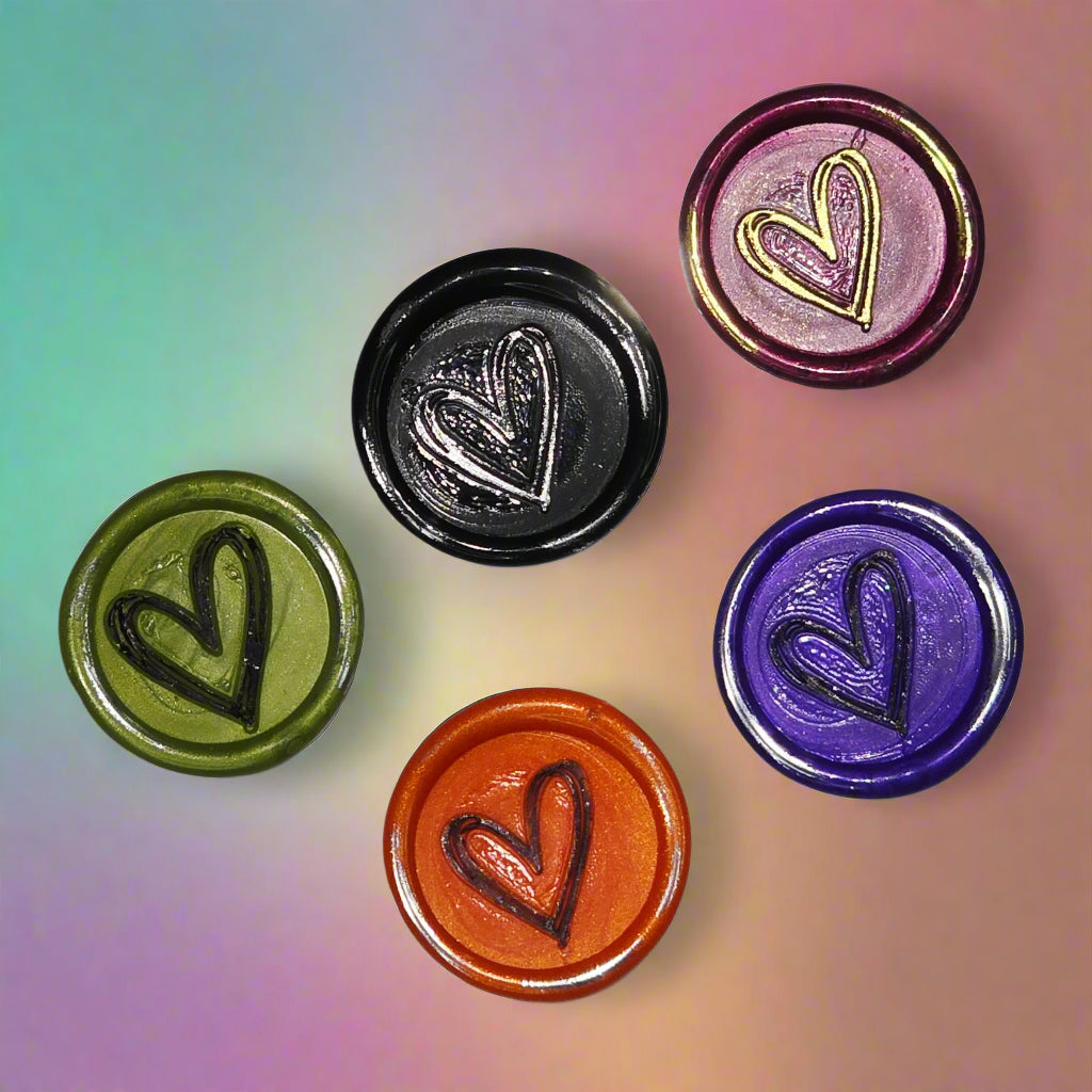 Hearts of Halloween Wax Seals Multicolor Set of Five, for cards, invitations, letters and gifts
