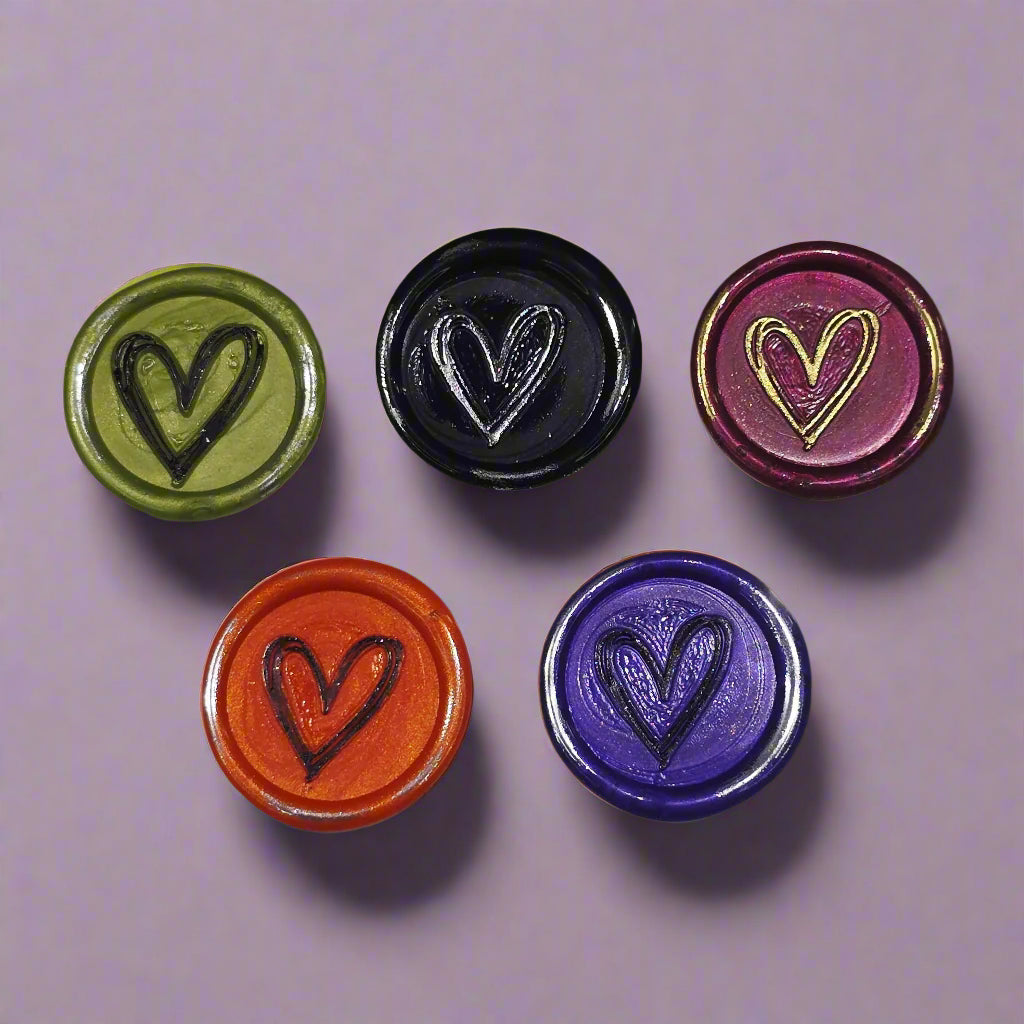 Hearts of Halloween Wax Seals Multicolor Set of Five, for cards, invitations, letters and gifts