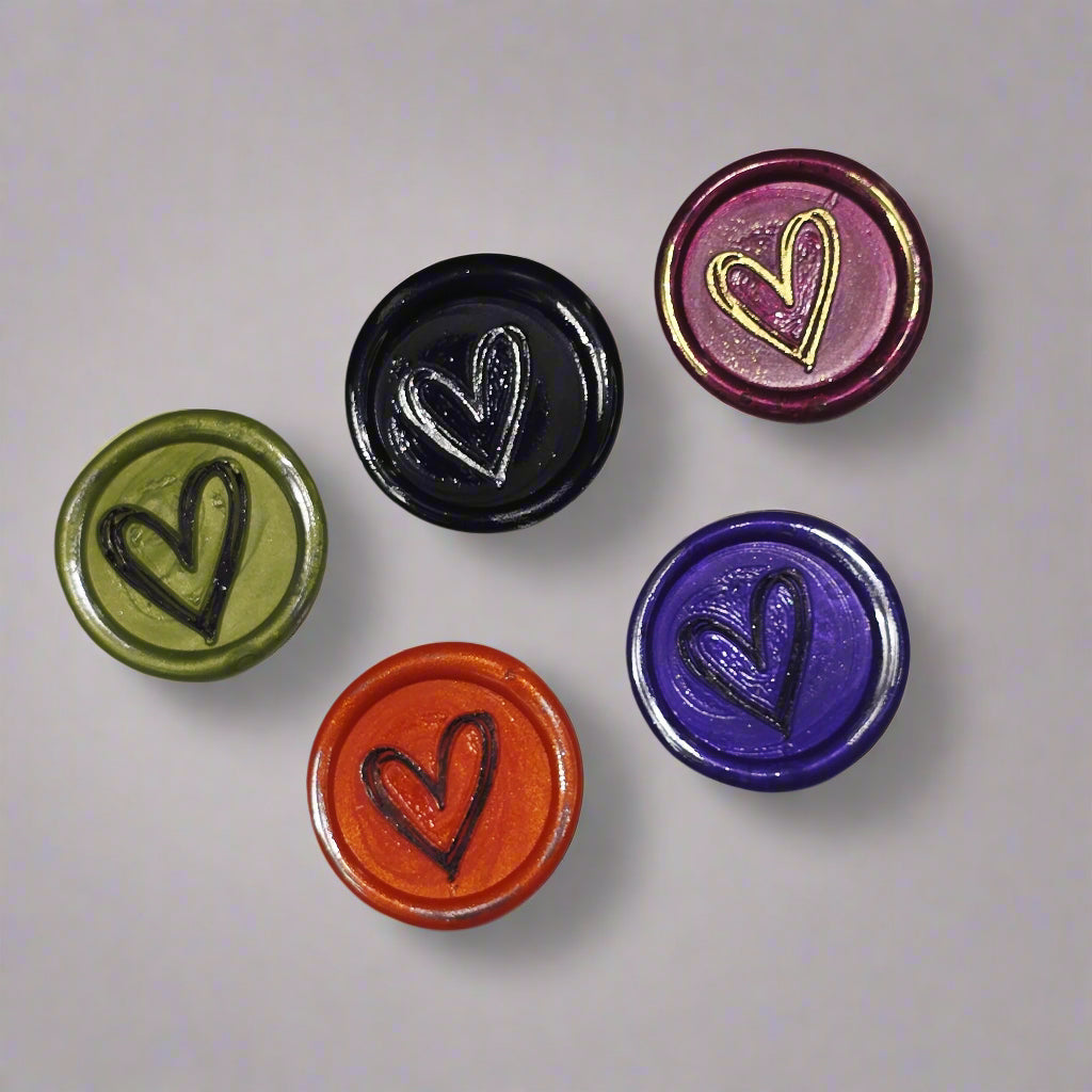 Hearts of Halloween Wax Seals Multicolor Set of Five, for cards, invitations, letters and gifts