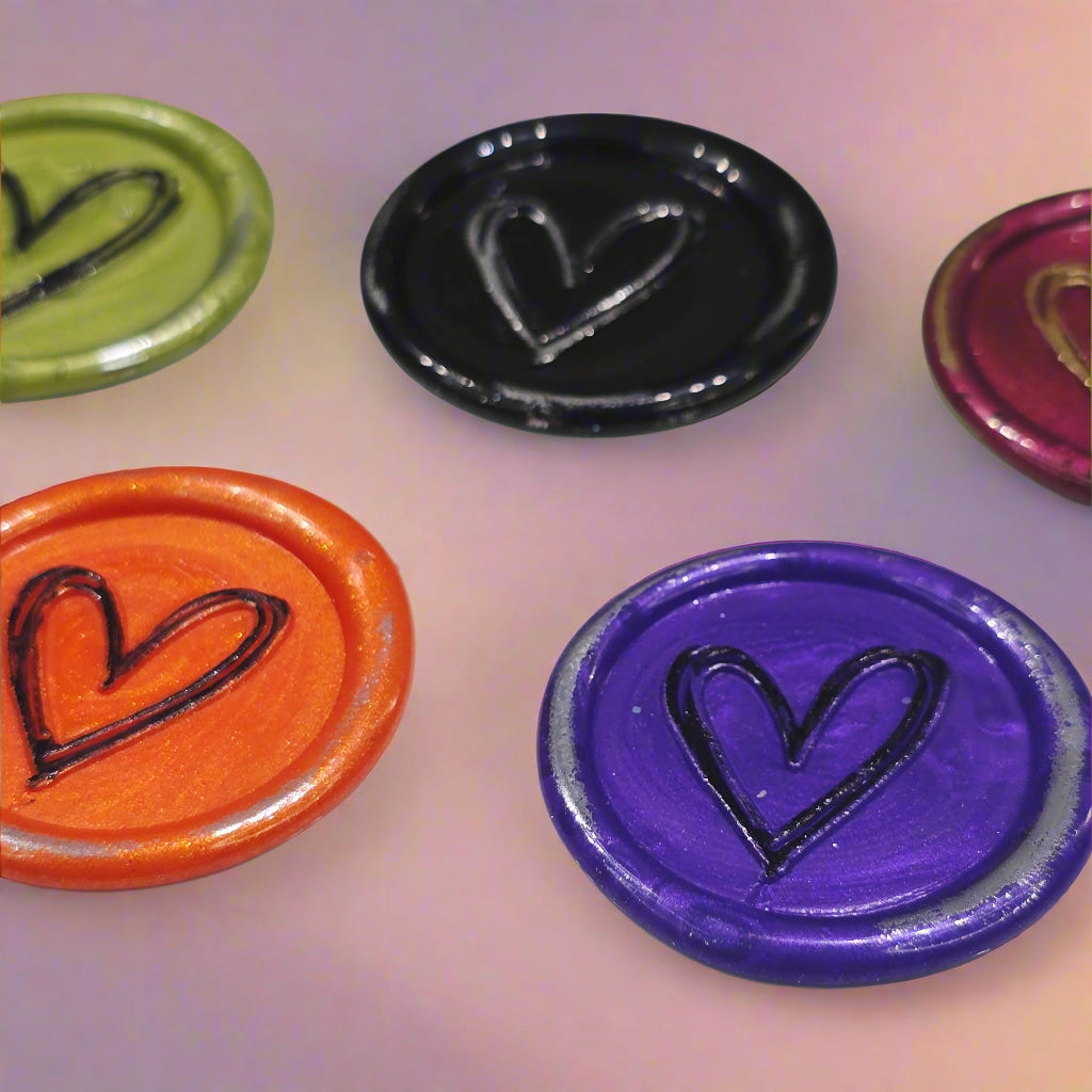 Hearts of Halloween Wax Seals Multicolor Set of Five, for cards, invitations, letters and gifts