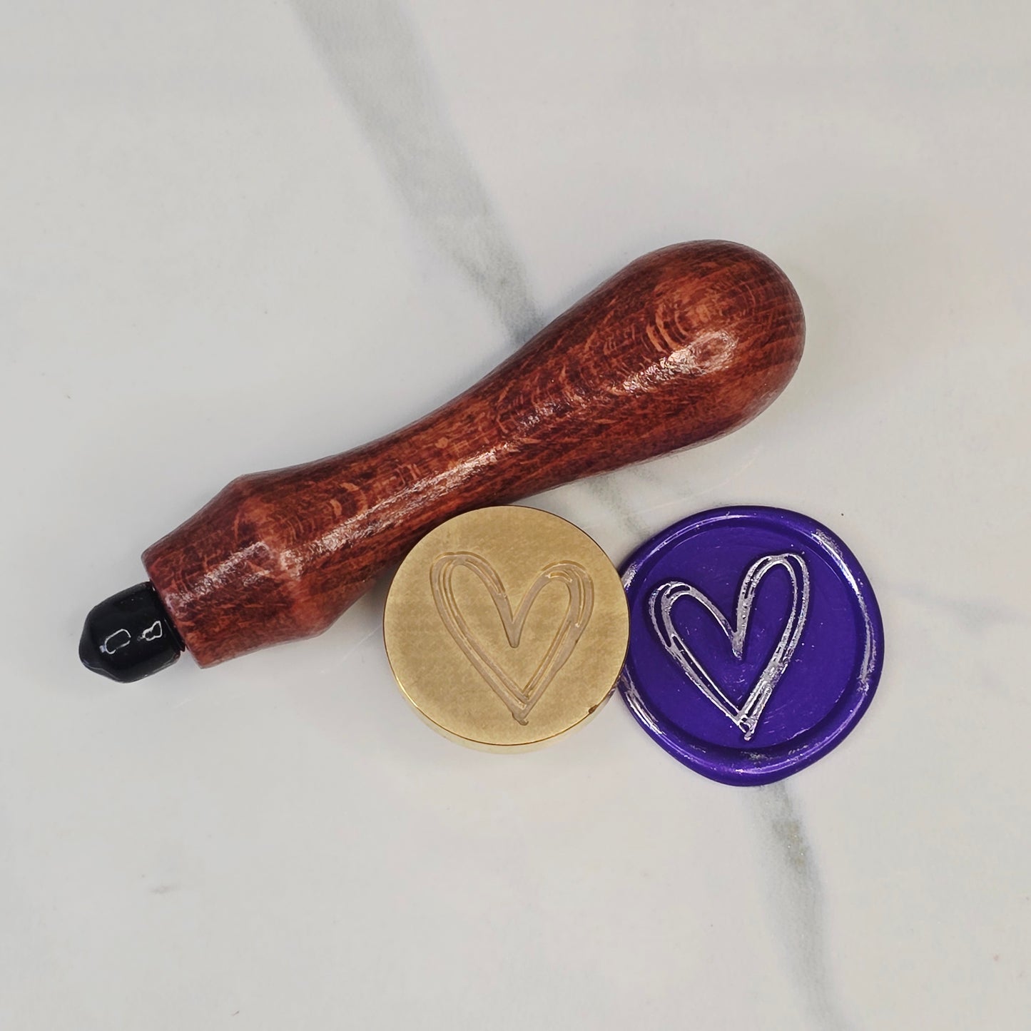 Wax Seal Brass Stamp Love Heart Sketch Includes Wooden Handle