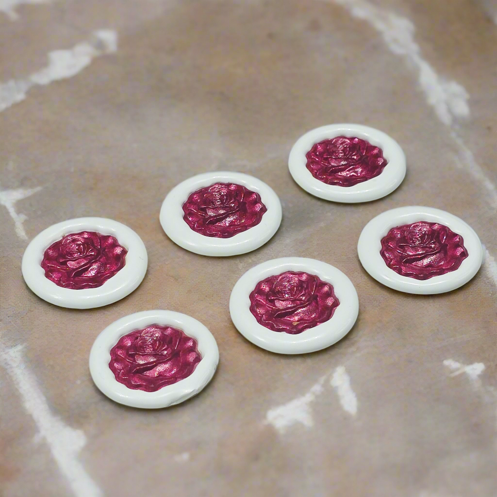 Blooming Rose Two Color Wax Seals, Set of SIX, Mulberry & Sky Light Blue, with adhesive