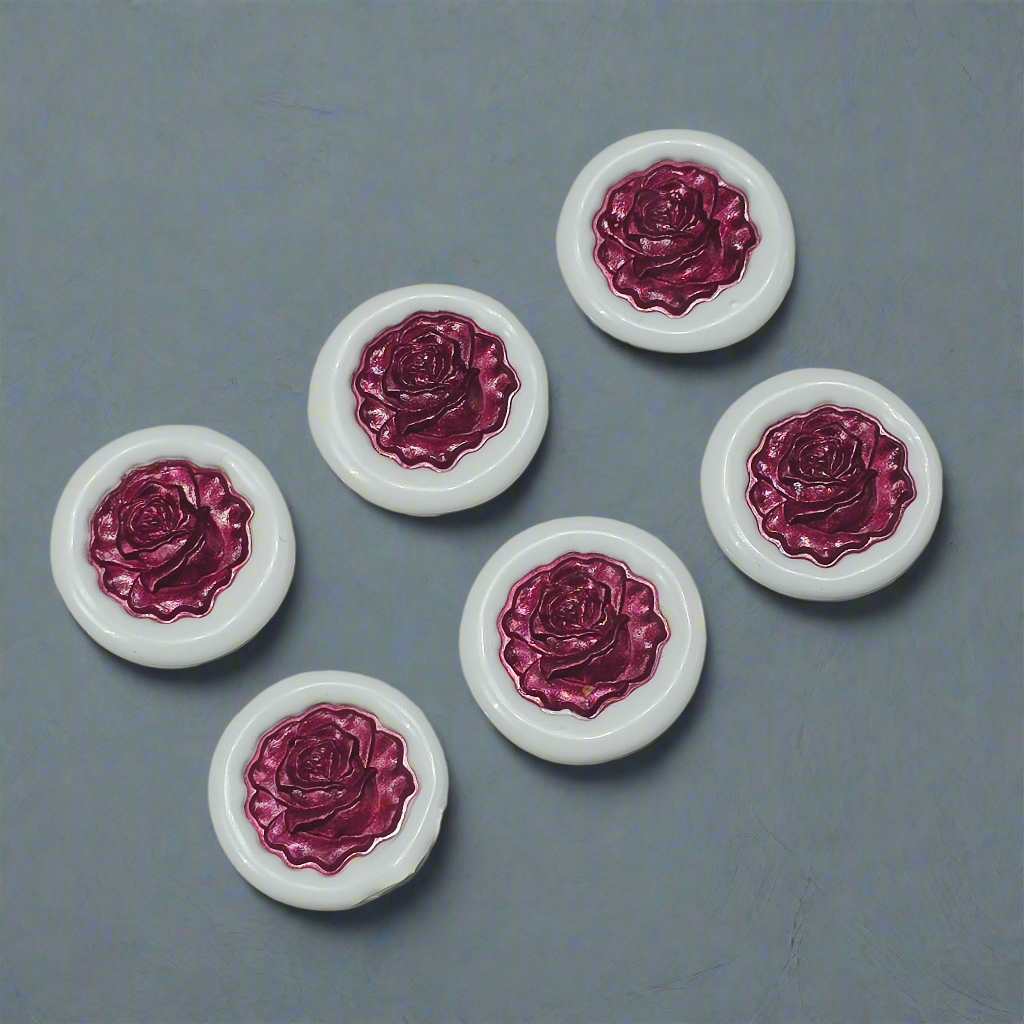 Blooming Rose Two Color Wax Seals, Set of SIX, Mulberry & Sky Light Blue, with adhesive