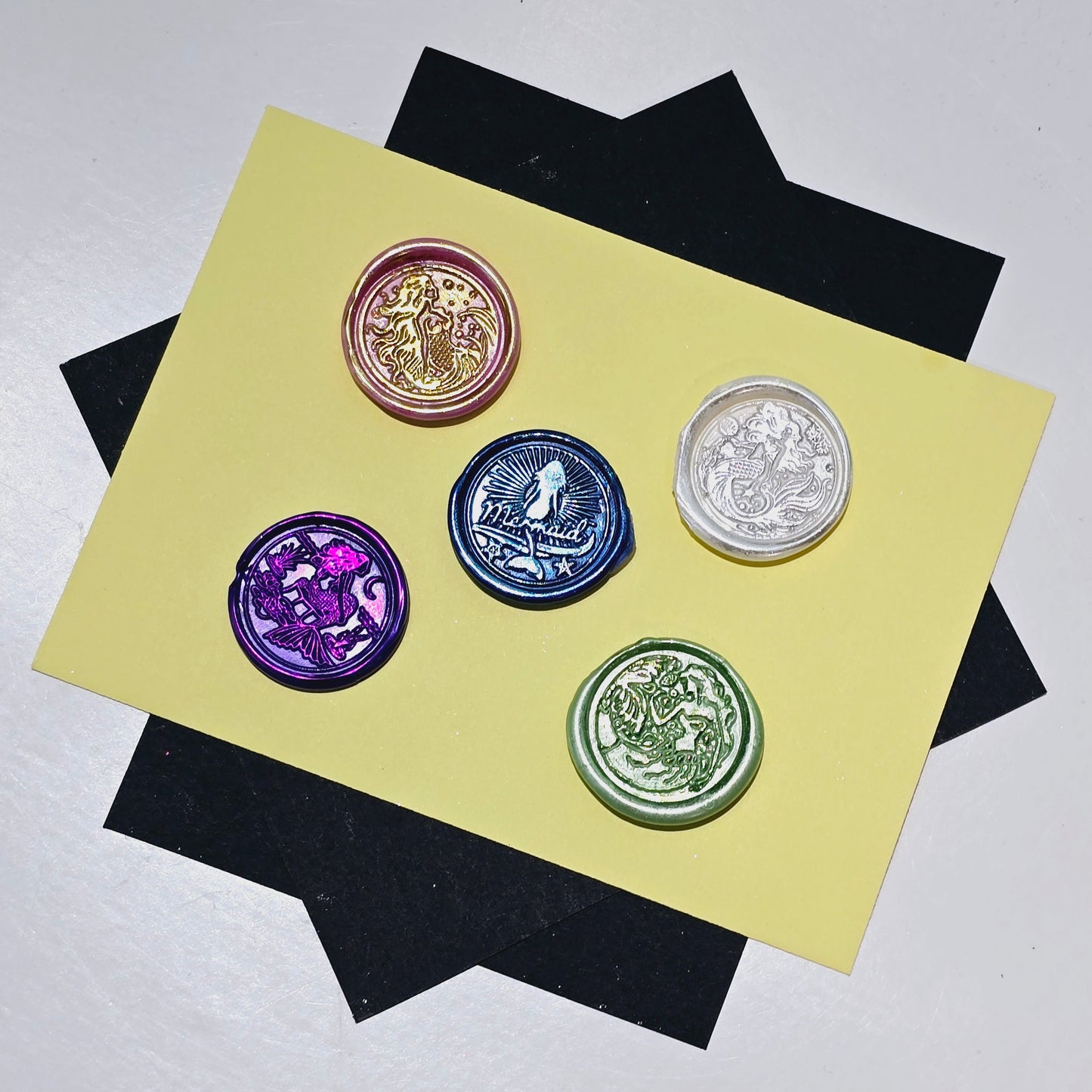Mermaid Wax Seal Metallic Multi Color Set of Five, for cards, invitations, letters and gifts