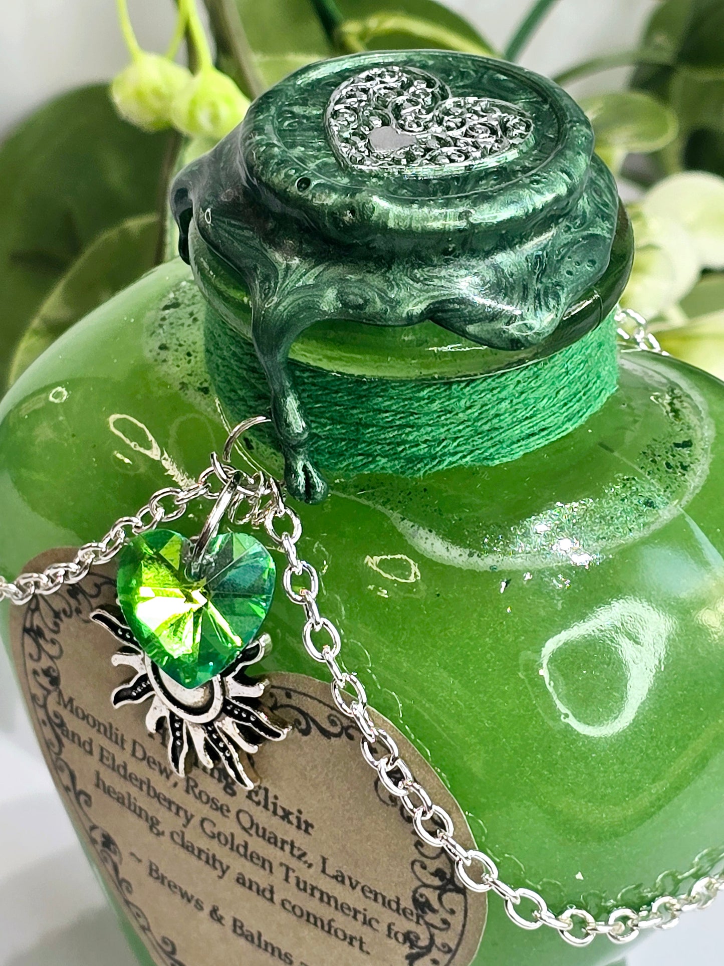 Healing Potion Green Heart Shaped Decorative Bottle Prop