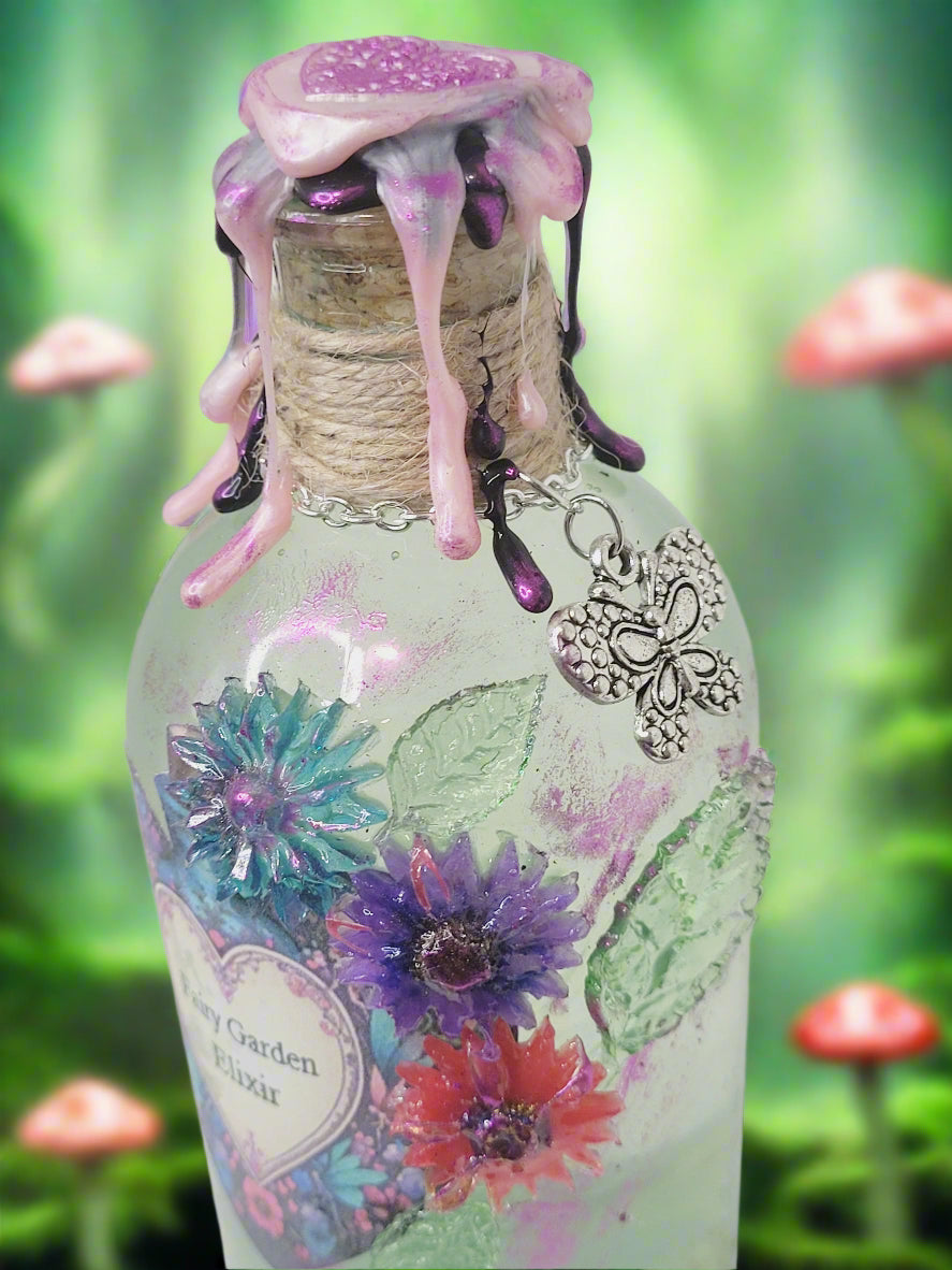 Fairy Garden Decorative Elixir Potion Tall Round Bottle