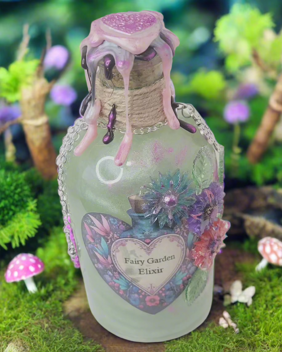 Fairy Garden Decorative Elixir Potion Tall Round Bottle